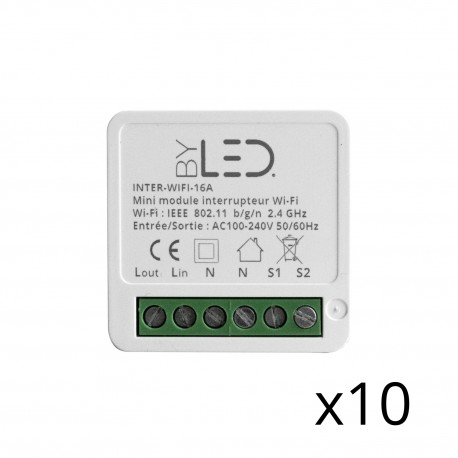 Lot de 10 interrupteurs Wi-Fi Tuya 230V - 16A - ByLED