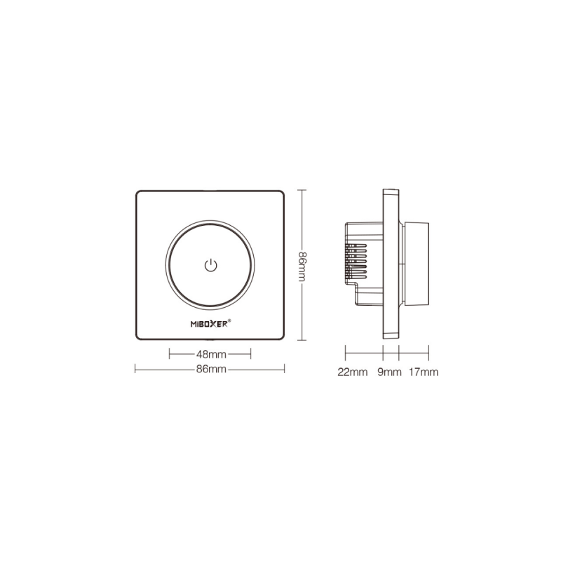 Télécommande rotative Dimmer/CCT murale et portative - MiBoxer TRI-K1 - Blanc