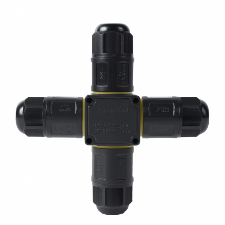 Connecteur étanche en croix et  à levier – 3 pôles – Axial