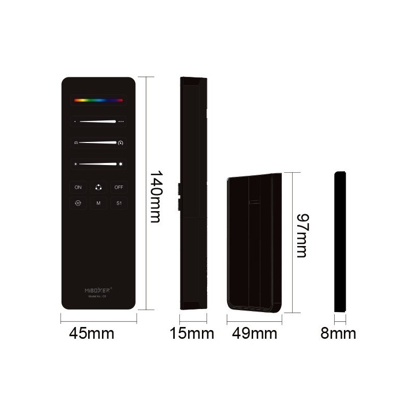 Télécommande murale Dimmer RGBW - MiBoxer C6 - Noir