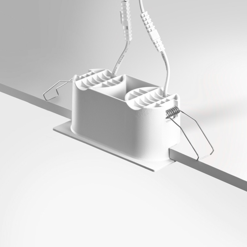 HERVE - Spot LED encastré double carré blanc 14W, couleurs au choix - Miror