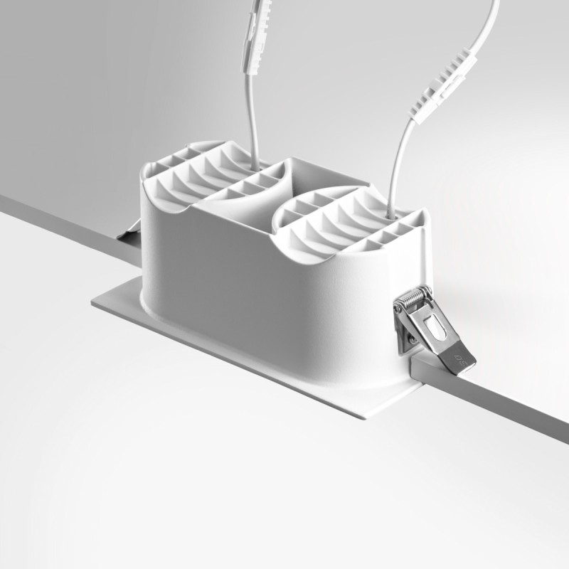 RV - Spot LED encastré double carré blanc 20W, couleurs au choix - Miror