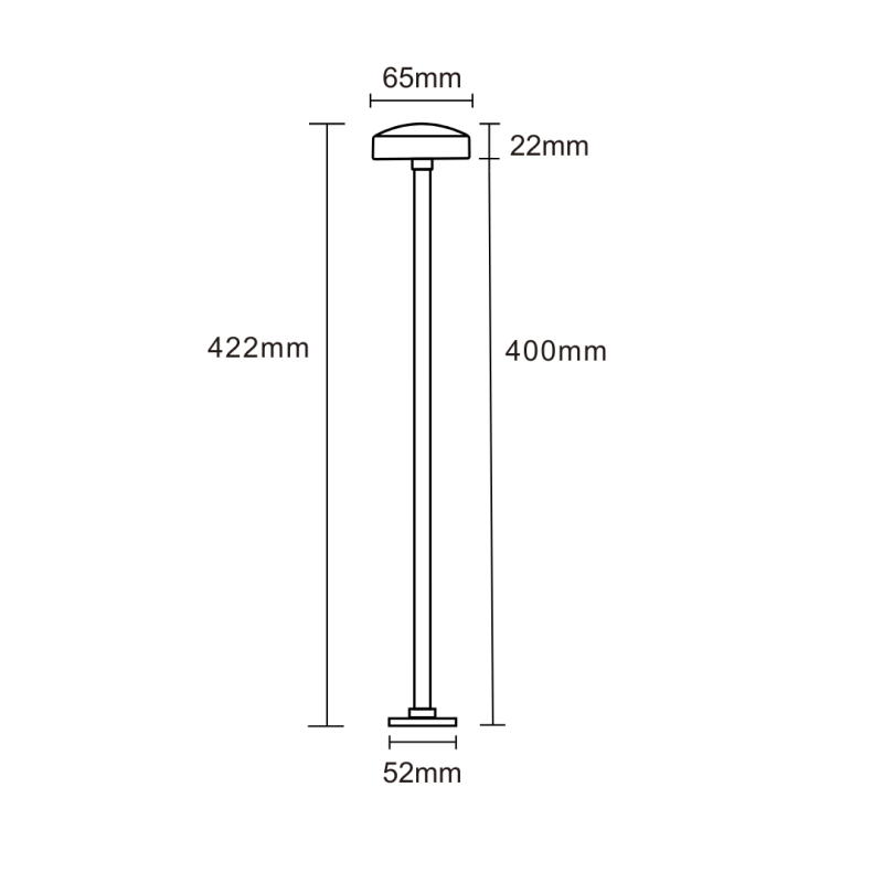 Borne LED extra fine d'extérieur à tête bombée - 40 cm - Corten - Haalö