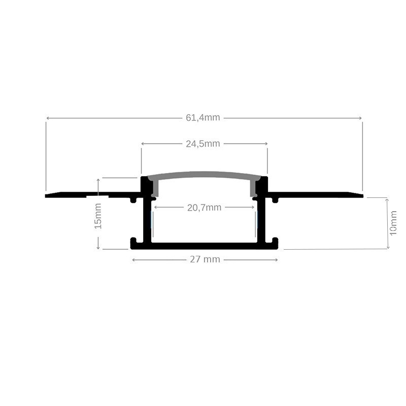 Profilé aluminium encastrable à plâtrer pour ruban LED - E26 - CRAFT
