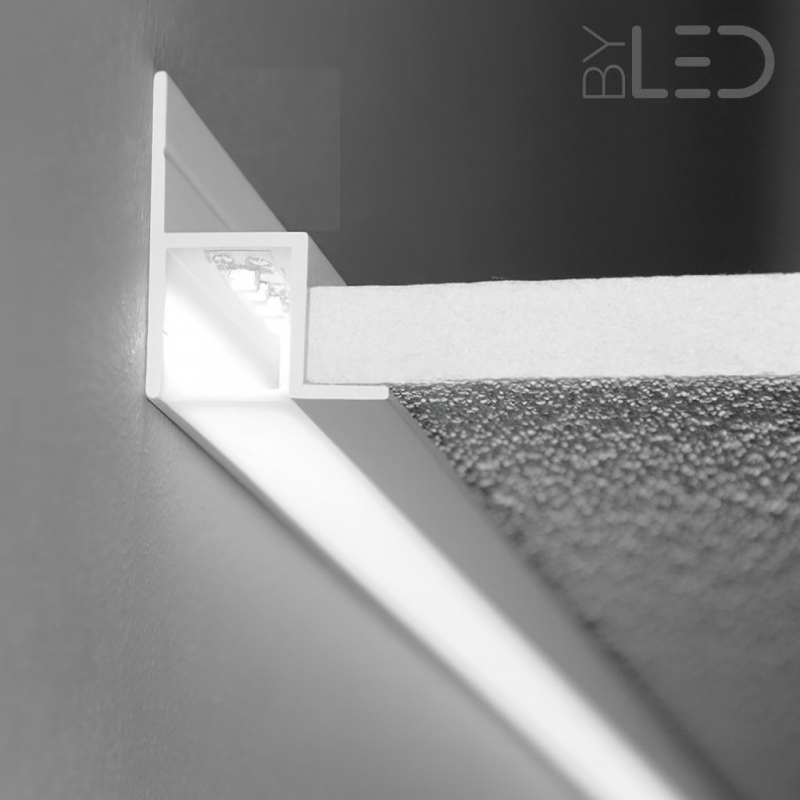 Profilé aluminium blanc cornière plafond et mur pour ruban LED - B11