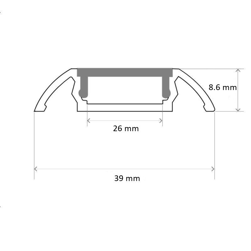 Profilé aluminium plat pour ruban LED - C111