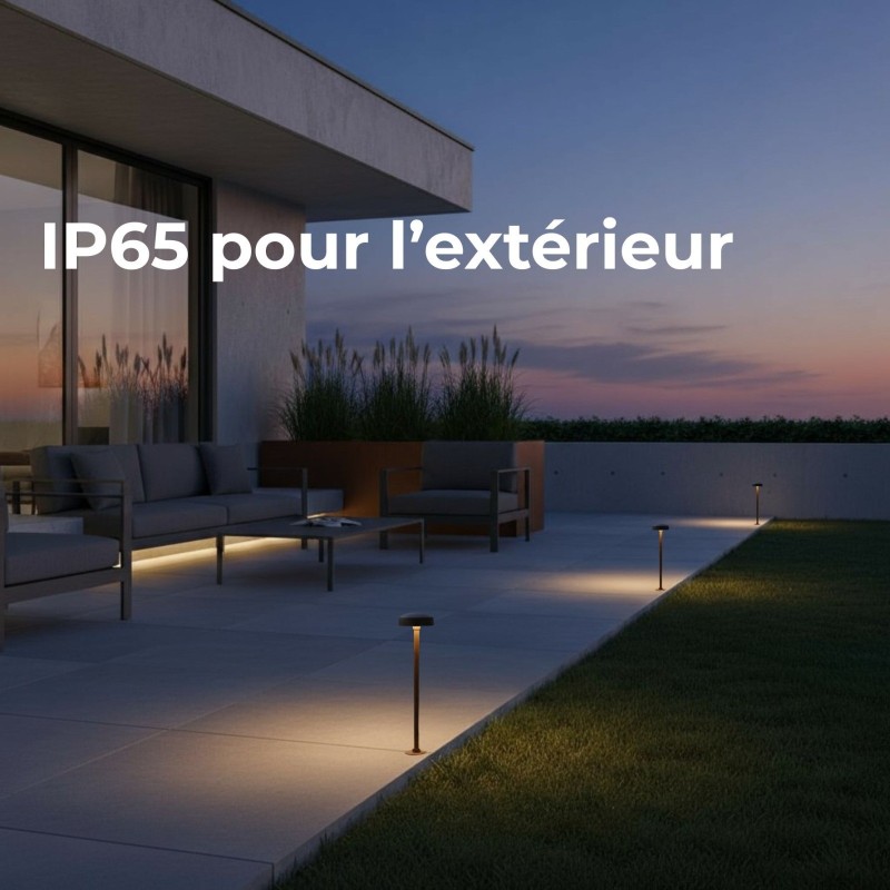 Borne LED extra fine d'extérieur à tête bombée - 40 cm - Corten - Haalö
