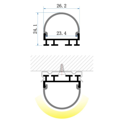 Profilé aluminium demi-tube pour deux rubans LED - C113