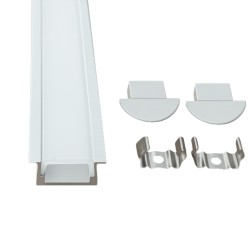 Profilé aluminium encastrable pour ruban LED - Diffuseur givré - E15