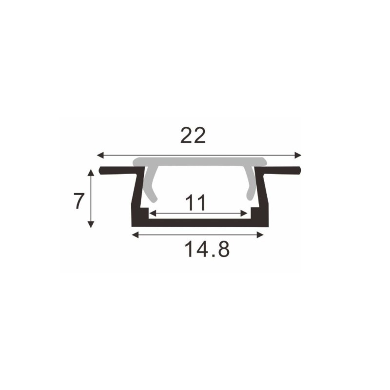 Profilé aluminium encastrable pour ruban LED - E15