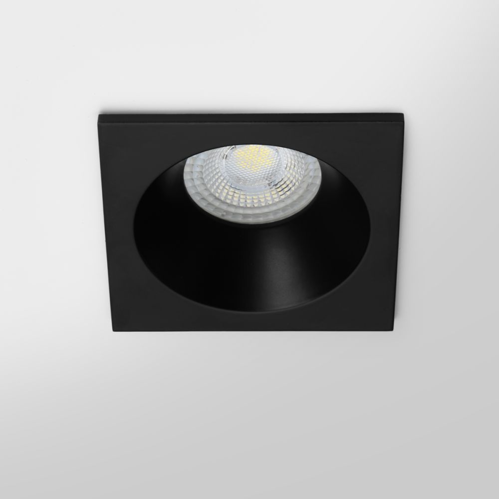 Spot encastrable IP20 pour LED GU10 - DEEEP carré - Noir mat