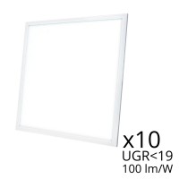 Lot de 10 dalles LED 60x60 - UGR19 - 100 lm/W - Blanc pur 5000K - 40W - 230V - SPACE