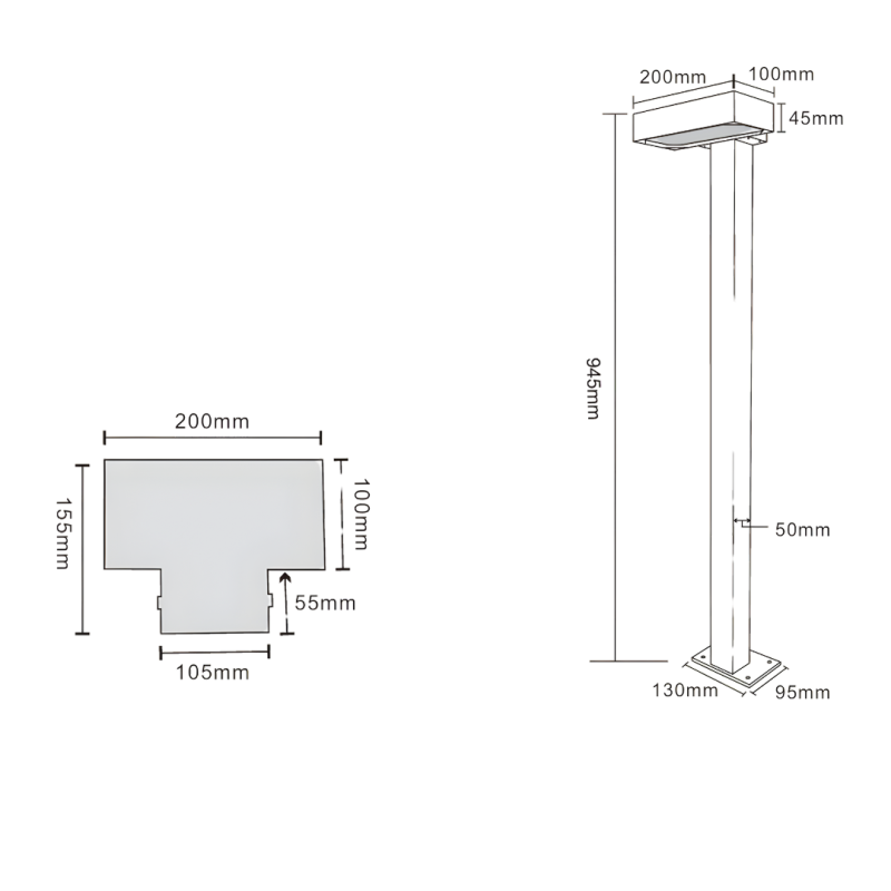 Borne LED d'extérieur BOKIA pour éclairage de chemin & terrain de pétanque - 19W - 95 cm - Corten