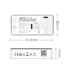 Mini contrôleur 4 zones Dimmer et CCT 12A - 2.4GHz - MiBoxer - SR2-2