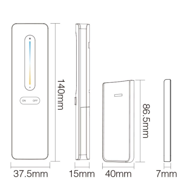 Télécommande - Murale Dimmer/CCT - 1 zones - MiBoxer C3 - Noir
