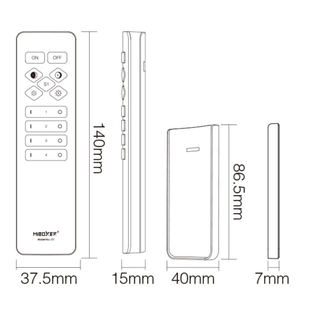 Télécommande murale Dimmer/CCT - 4 zones - MiBoxer C1- Blanc