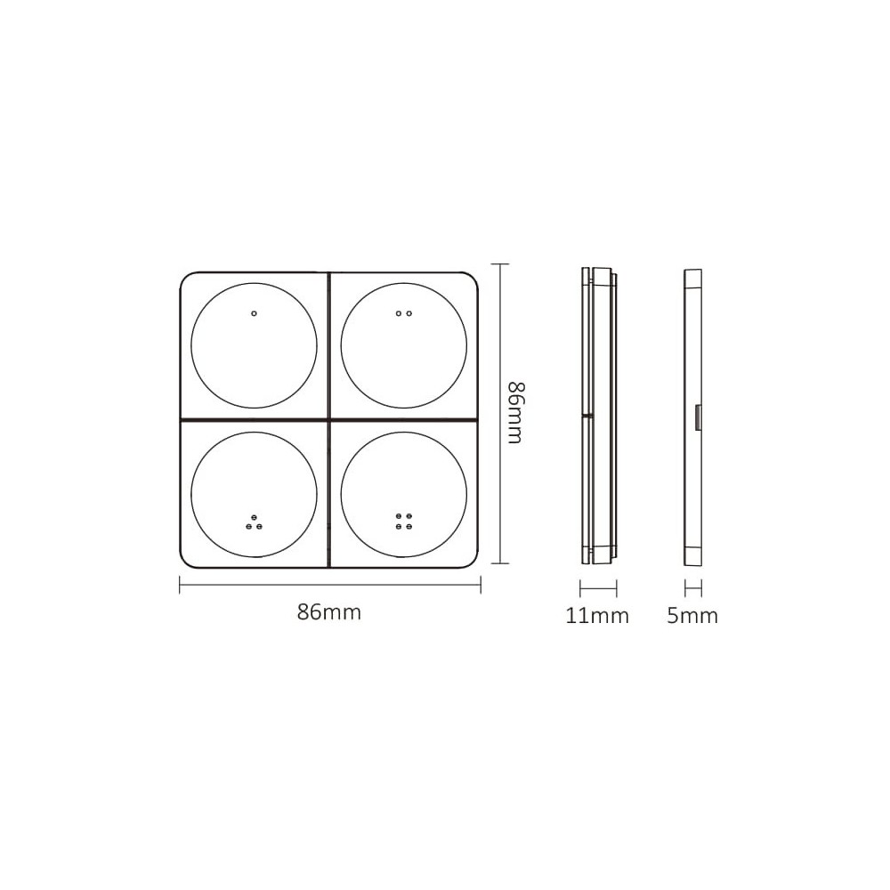 Télécommande murale Dimmer - 4 zones - MiBoxer K4 - Noir