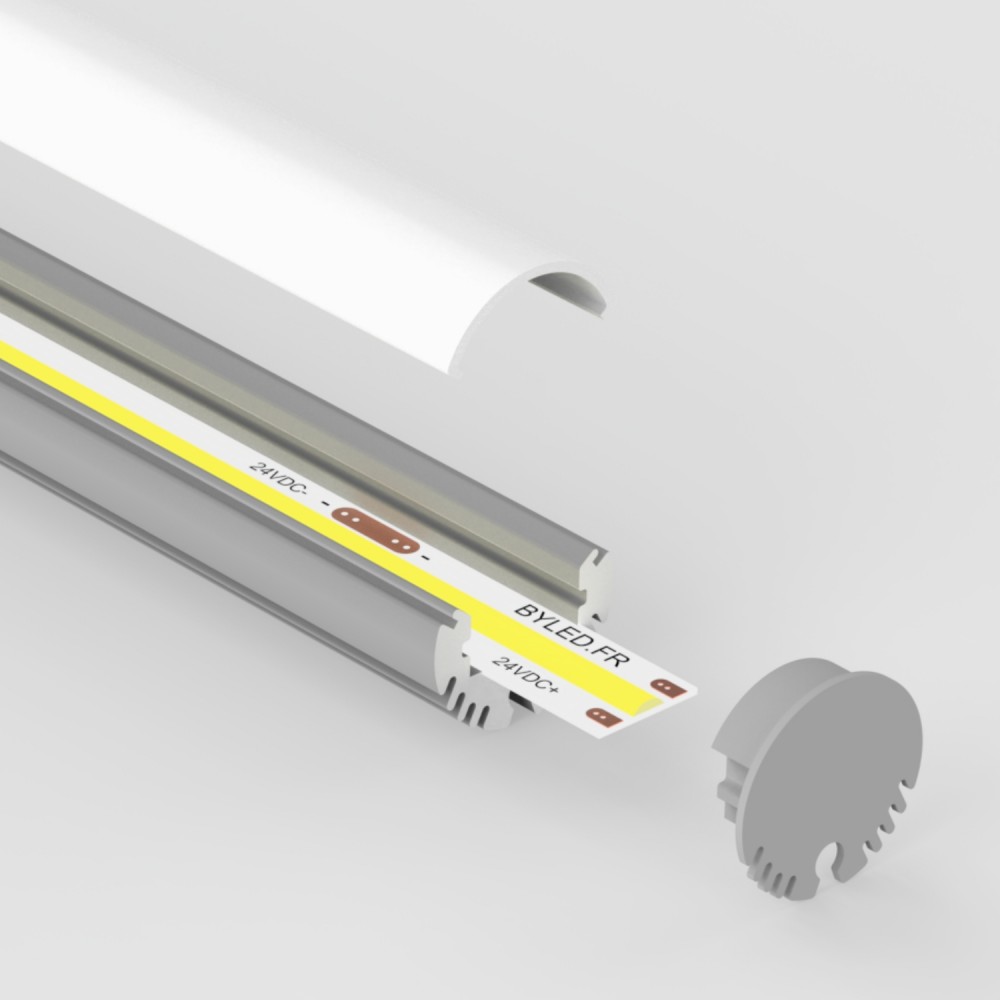 Profilé aluminium tube pour ruban LED - T11