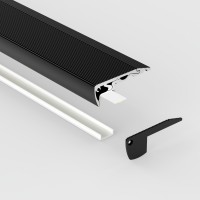 Profilé aluminium noir contre marches escalier pour ruban LED -S11