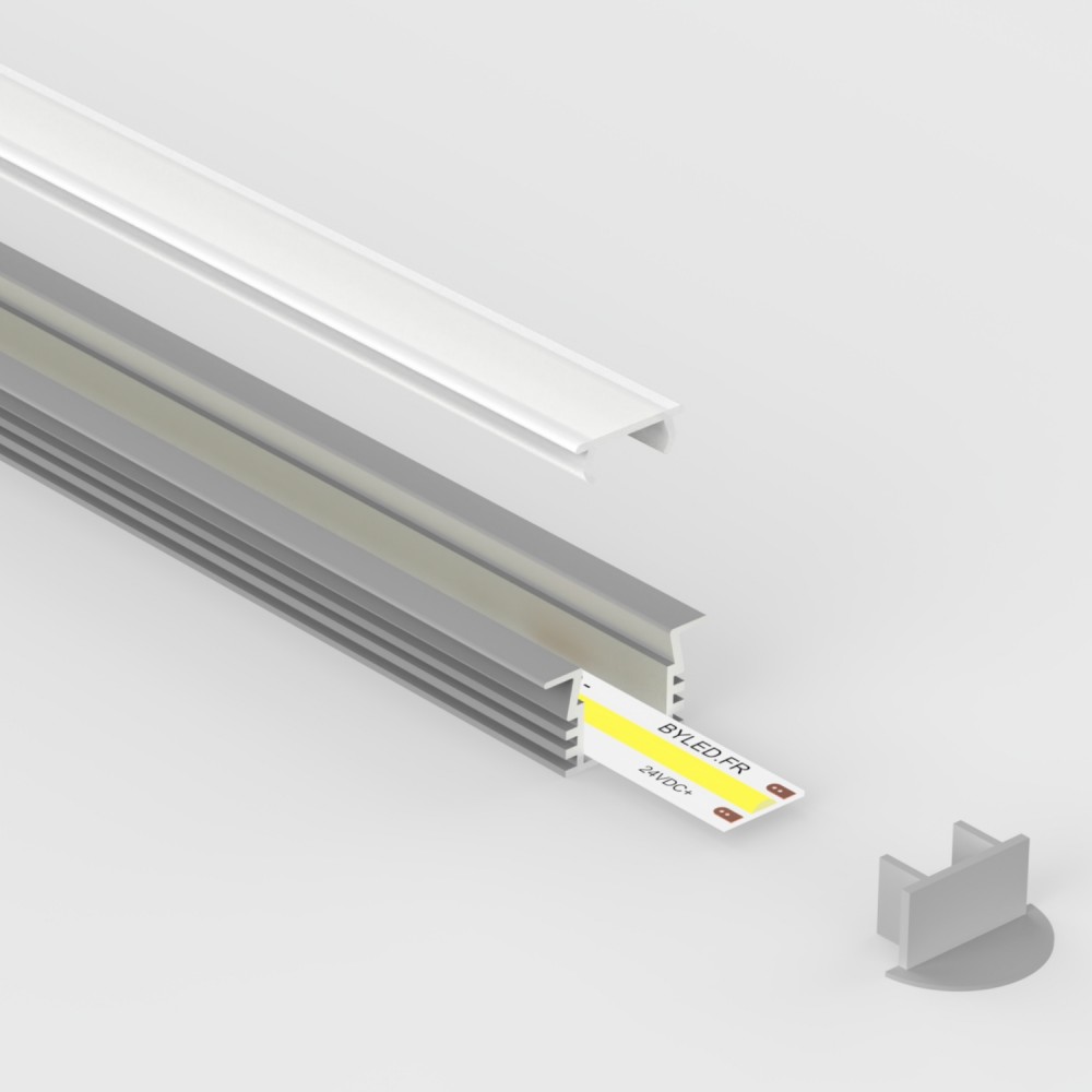 Profilé aluminium encastrable pour ruban LED - E16