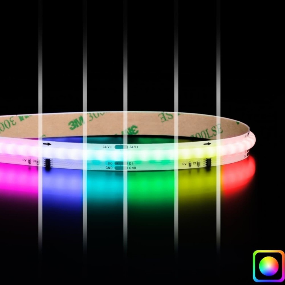 Ruban LED digital COB RGB - 18W/m - IP20 - 576 LED/m - WS2811 - 5m - 24V