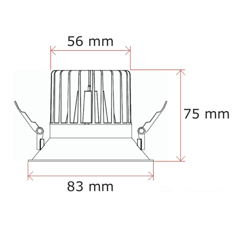Spot LED encastrable fixe 10W - IP54 - RE2020 / RT2012 - Waard