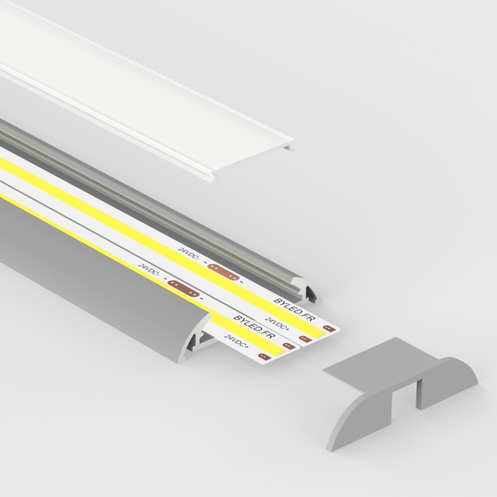 Profilé aluminium plat pour ruban LED - C111