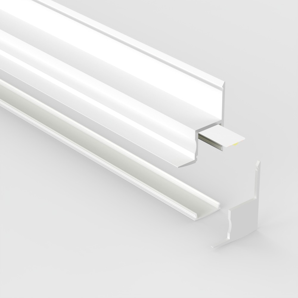 Profilé aluminium blanc cornière plafond et mur pour ruban LED - B11