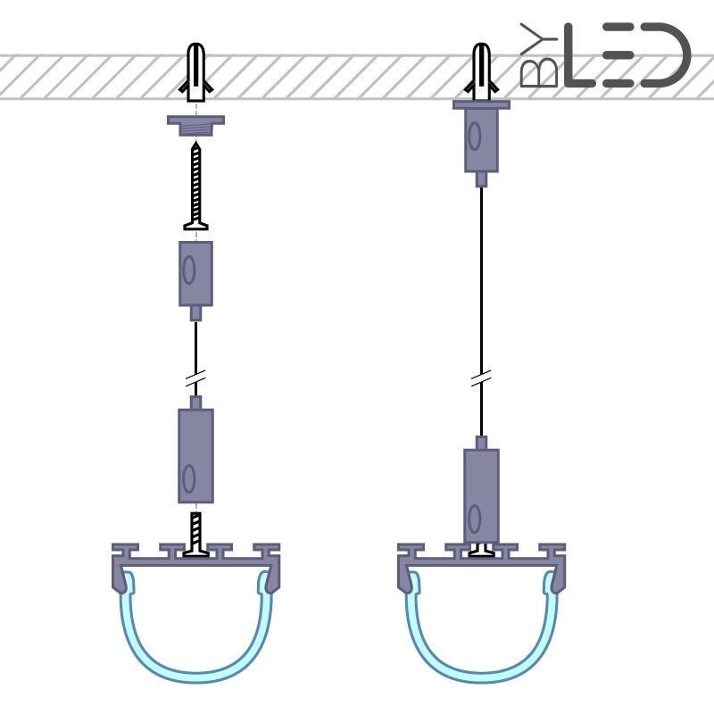 Kit suspension pour profilé LED demi-tube - C113