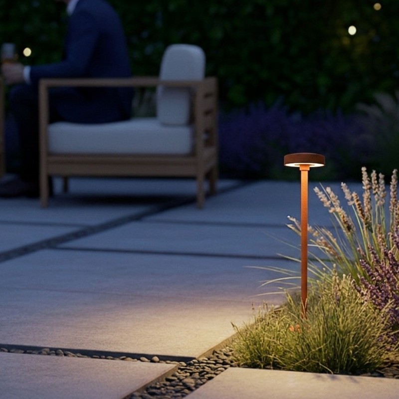 Borne LED extra fine d'extérieur à tête bombée - 3W - 40 cm - Orange - HAALÖ