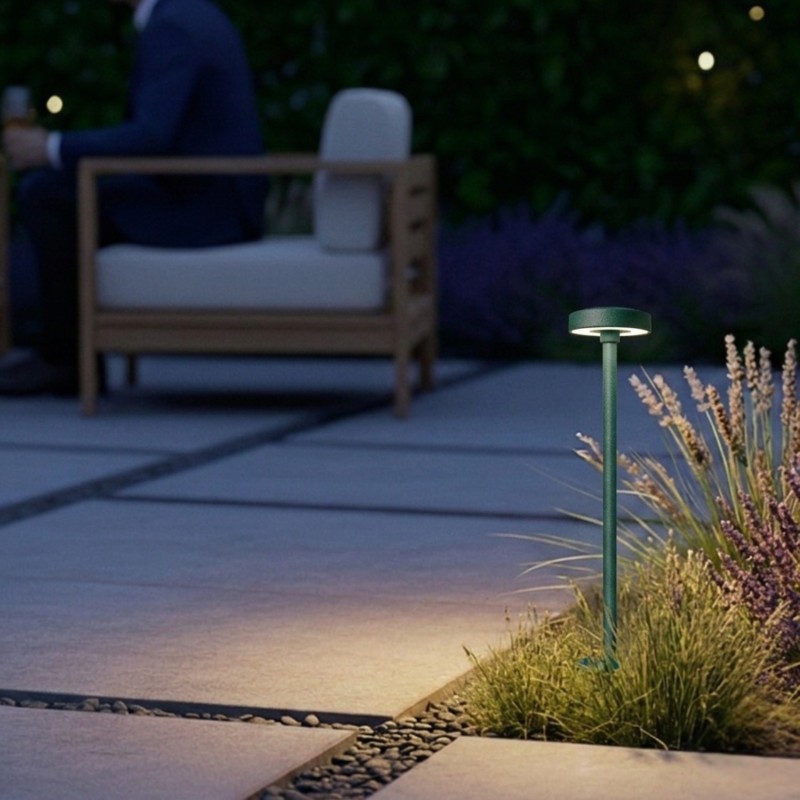Borne LED extra fine d'extérieur à tête bombée - 3W -24V- 40 cm - Coloris vert- HAALÖ