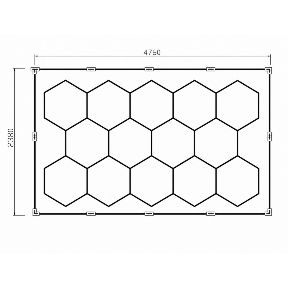 Plafonnier LED hexagonal nid d'abeille et cadre LED - 14 alvéoles - 660W - 230V - CW