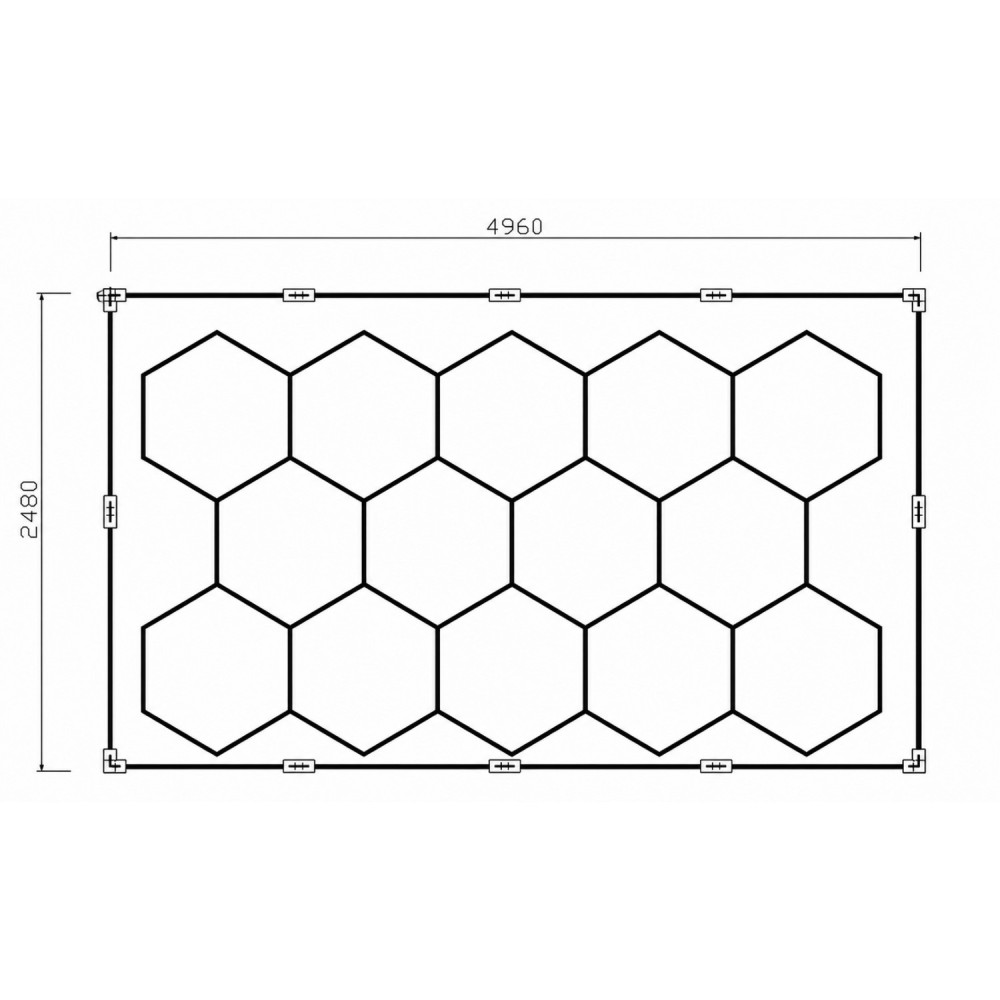 Plafonnier LED hexagonal nid d'abeille et cadre LED - 14 alvéoles - 270W - 24V - SPI - RGB