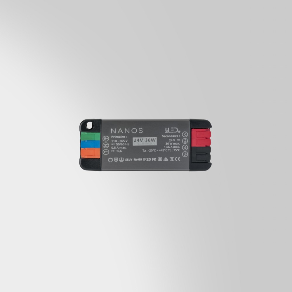Mini alimentation 24V nano - Modèles de 36W à 180W au choix - IP20 - Tension constante