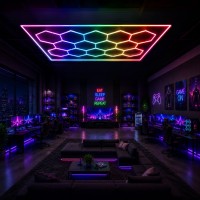 Plafonnier LED hexagonal nid d'abeille et cadre LED RGB digital SPI - 14 alvéoles - 270W - 24V - ORNET