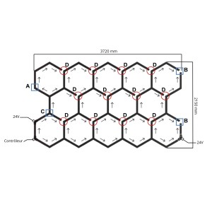 Plafonnier LED hexagonal nid d'abeille RGB digital SPI - 14 alvéoles - 170W - 24V - ORNET