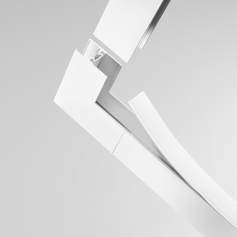 Jonction en L en hauteur - Rail en suspension - Profond - Blanc - MAGNETIC 26