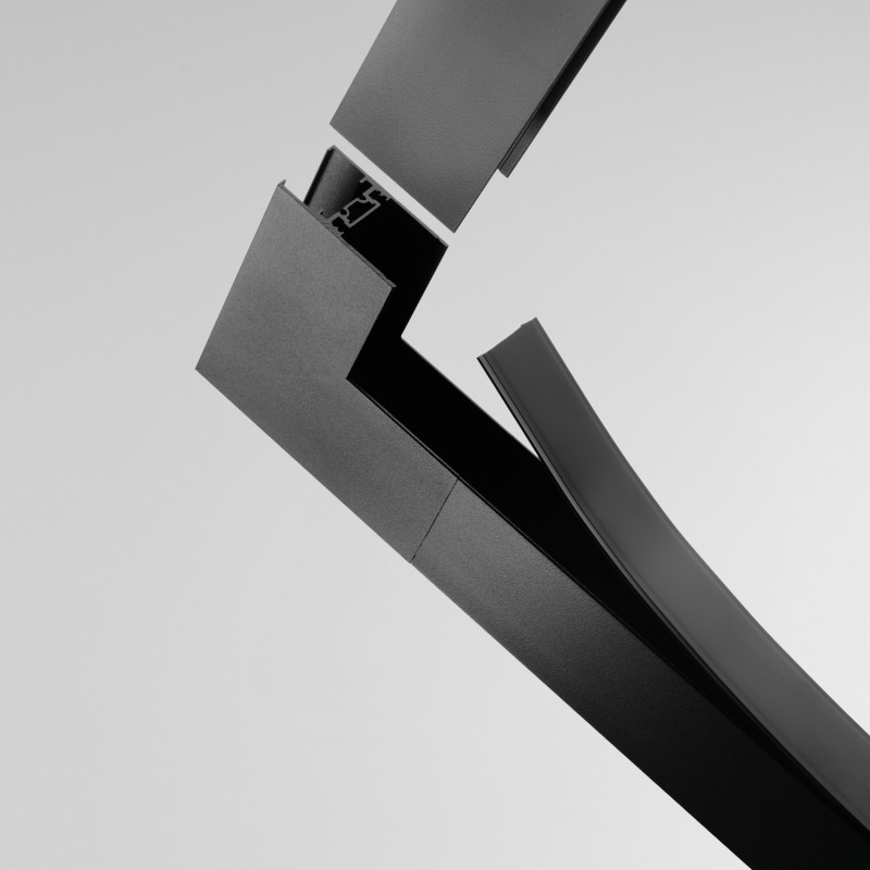 Jonction en L en hauteur - Rail en suspension - Profond - Noir - MAGNETIC 26