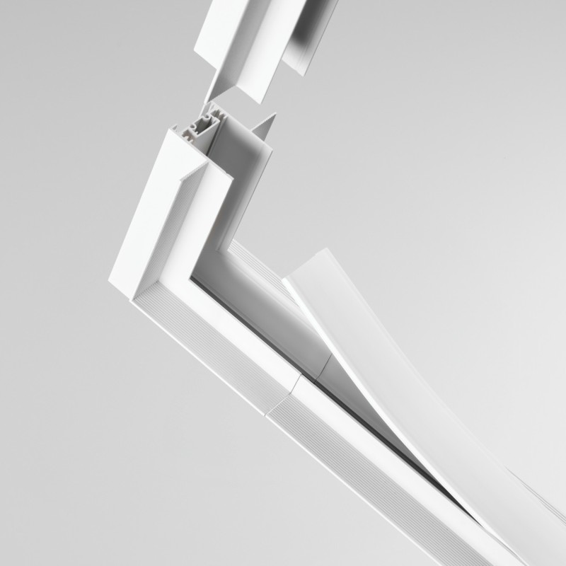 Jonction d'angle mur/plafond - Rail encastré - Profond - Blanc - MAGNETIC 26
