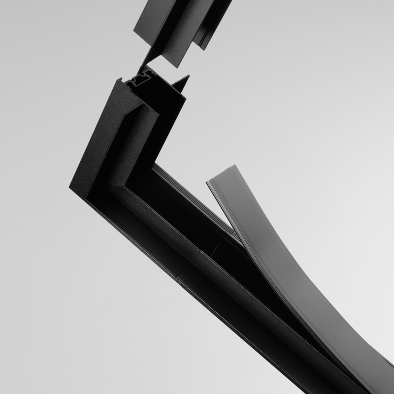 Jonction d'angle mur/plafond - Rail encastré - Profond - Noir - MAGNETIC 26