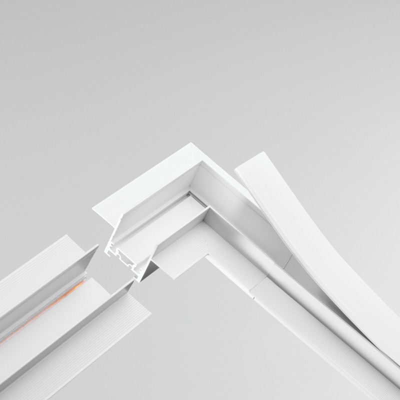 Jonction en L à plat - Rail encastré - Profond - Blanc - MAGNETIC 26