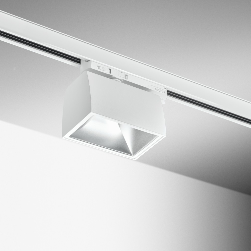 Spot LED sur rail orientable 355° 30W Blanc - 3CCT - CUBOZ
