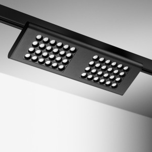 Spot LED rectangle sur rail orientable 355° 36W Noir - 230V - LUNAT