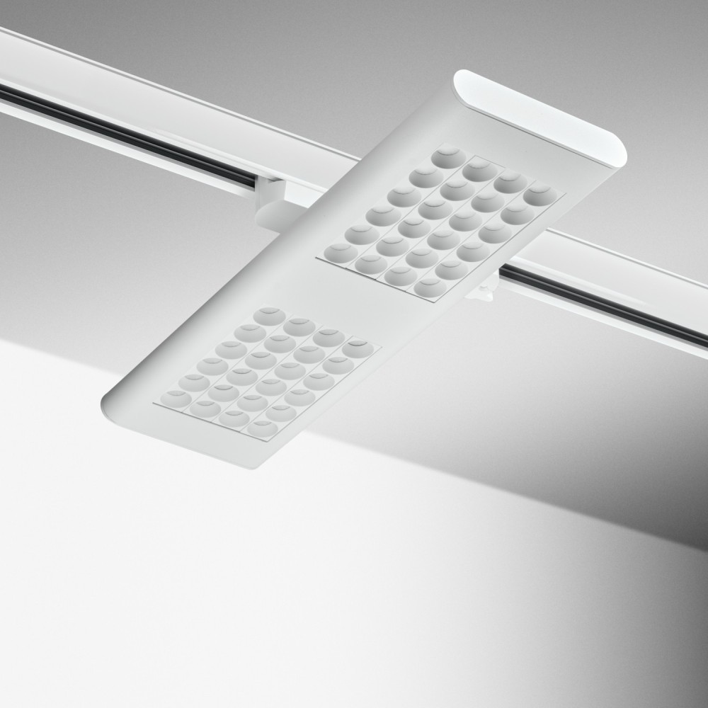 Spot LED rectangle sur rail orientable 355° 36W Blanc - 230V - LUNAT