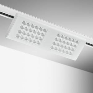 Spot LED rectangle sur rail orientable 355° 36W Blanc - 230V - LUNAT