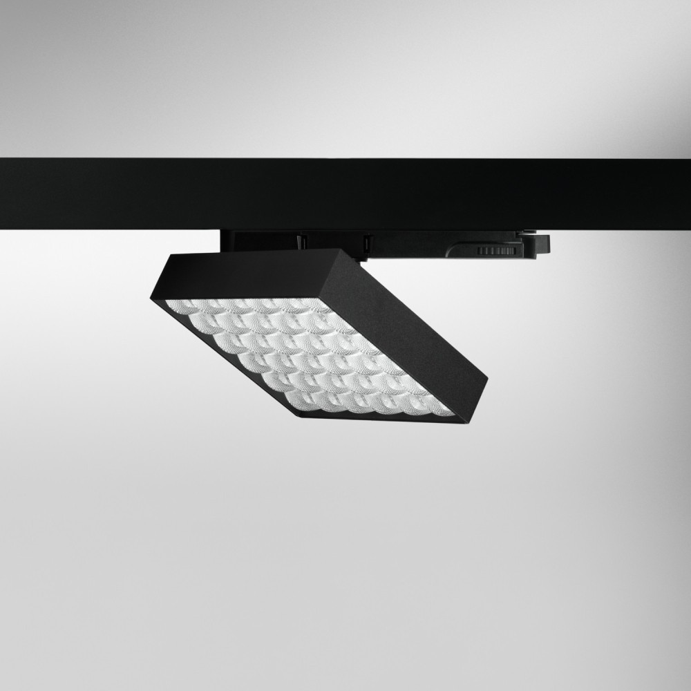 Spot LED carré sur rail orientable 355° 20W Noir - 230V - ORION
