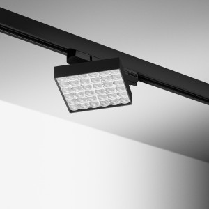 Spot LED sur rail avec vitre perlée 20W - Noir - ORION