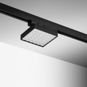 Spot LED carré sur rail orientable 355° 20W Noir - 230V - ORION