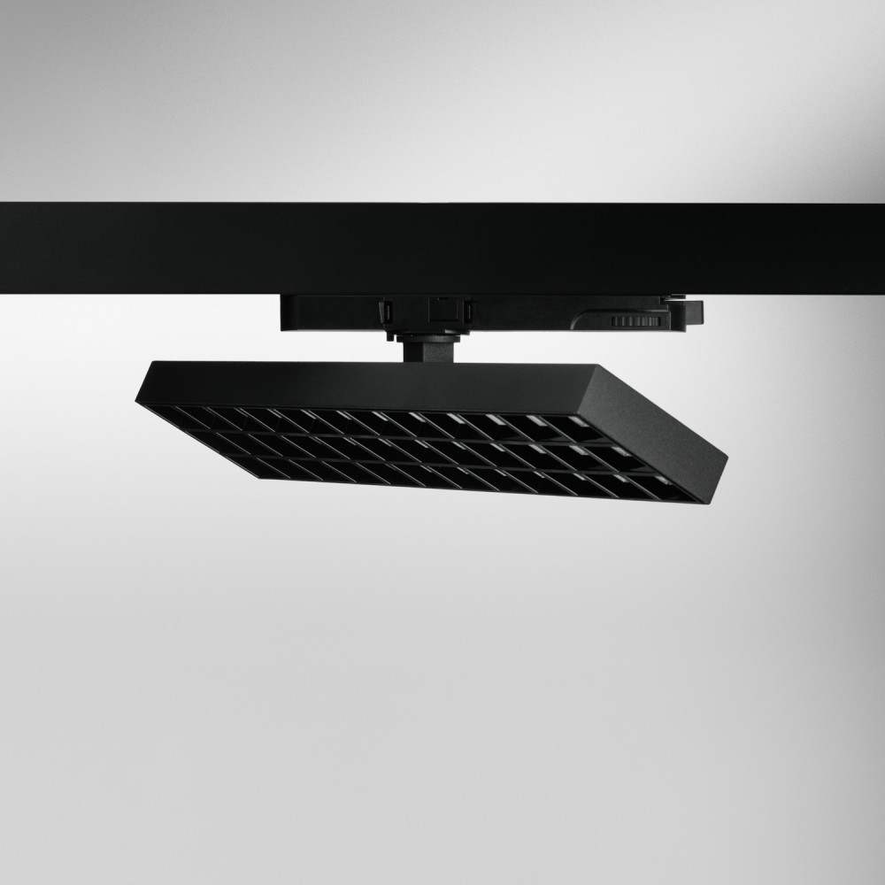 Spot LED rectangle sur rail orientable 355° 20W Noir - 230V - LUMYA
