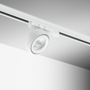 Spot LED rond sur rail orientable 355° 28W Blanc - 3CCT - 230V - APOLO